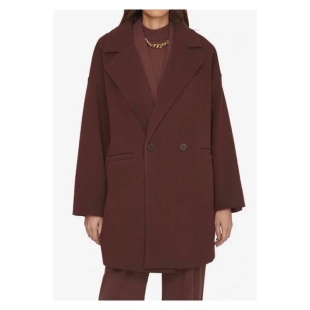 WeWoreWhat Brown Drop Shoulder Faux Wool Longline Old Money Jacket L runs big